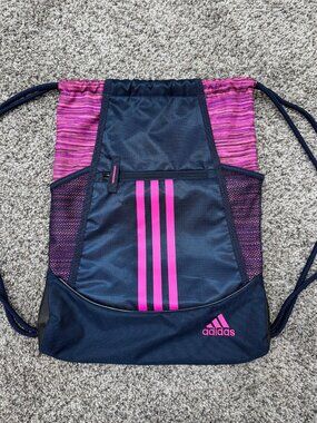 Adidas Alliance II Drawstring Backpack Navy Pink Gym Bag